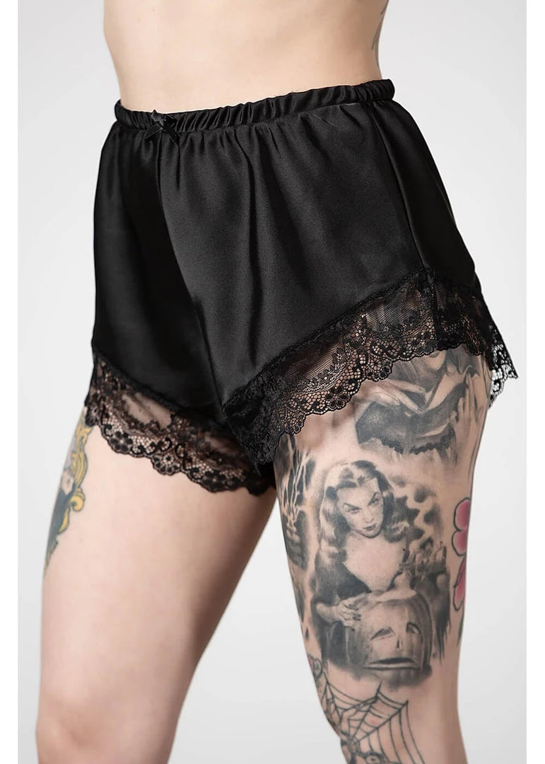 Killstar Severina Satin Shorts Black