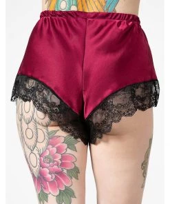 New In Killstar Severina Satin Shorts Bloodred
