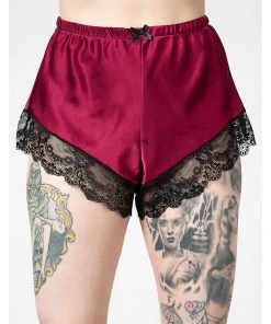 New In Killstar Severina Satin Shorts Bloodred