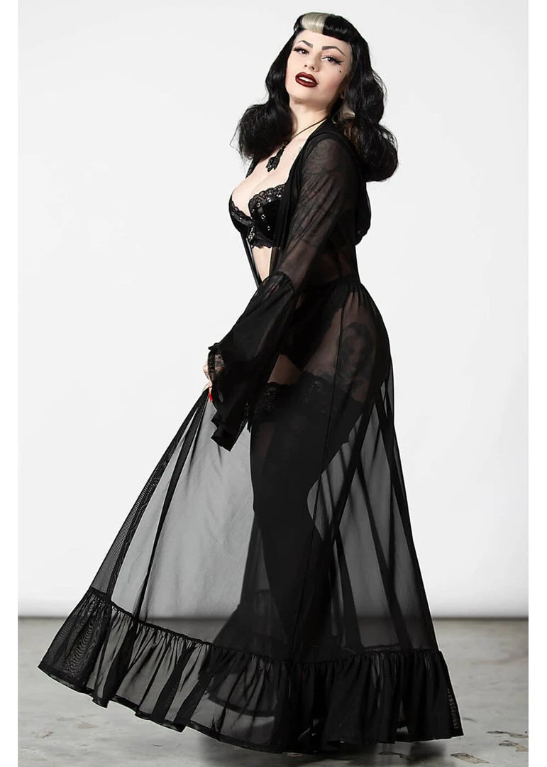 Killstar Mother Spirits Mesh Duster Cloak Black
