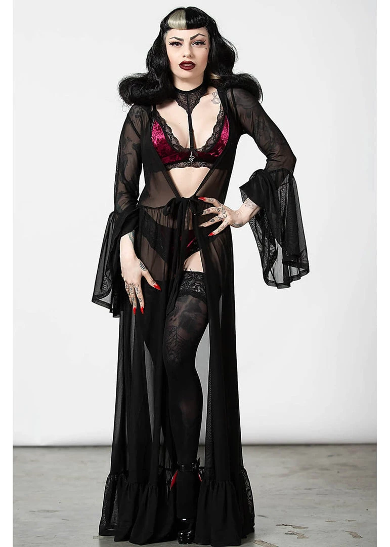 Killstar Mother Spirits Mesh Duster Cloak Black