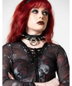 Killstar Wicked Rose Mesh Blouse Black