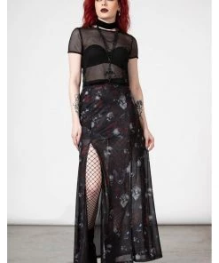 Killstar Kleadora Mesh Maxi Skirt Black