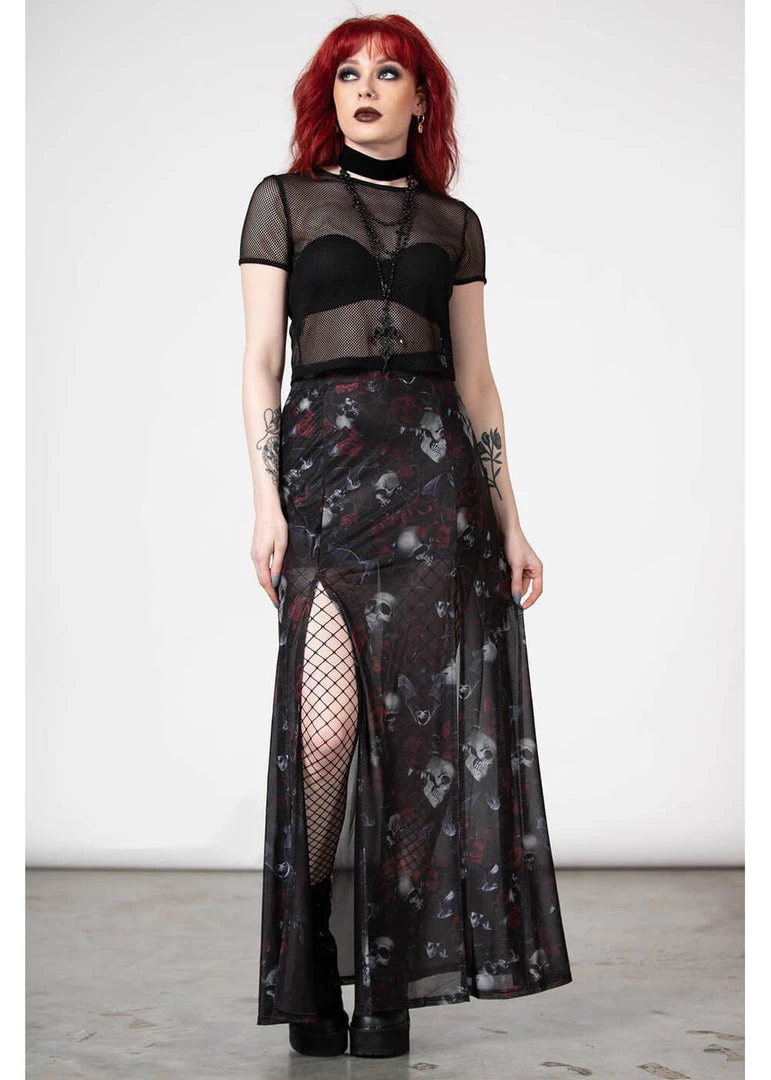 Killstar Kleadora Mesh Maxi Skirt Black