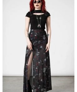 Killstar Kleadora Mesh Maxi Skirt Black