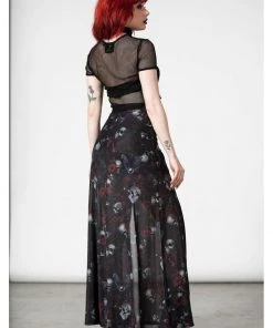 Killstar Kleadora Mesh Maxi Skirt Black
