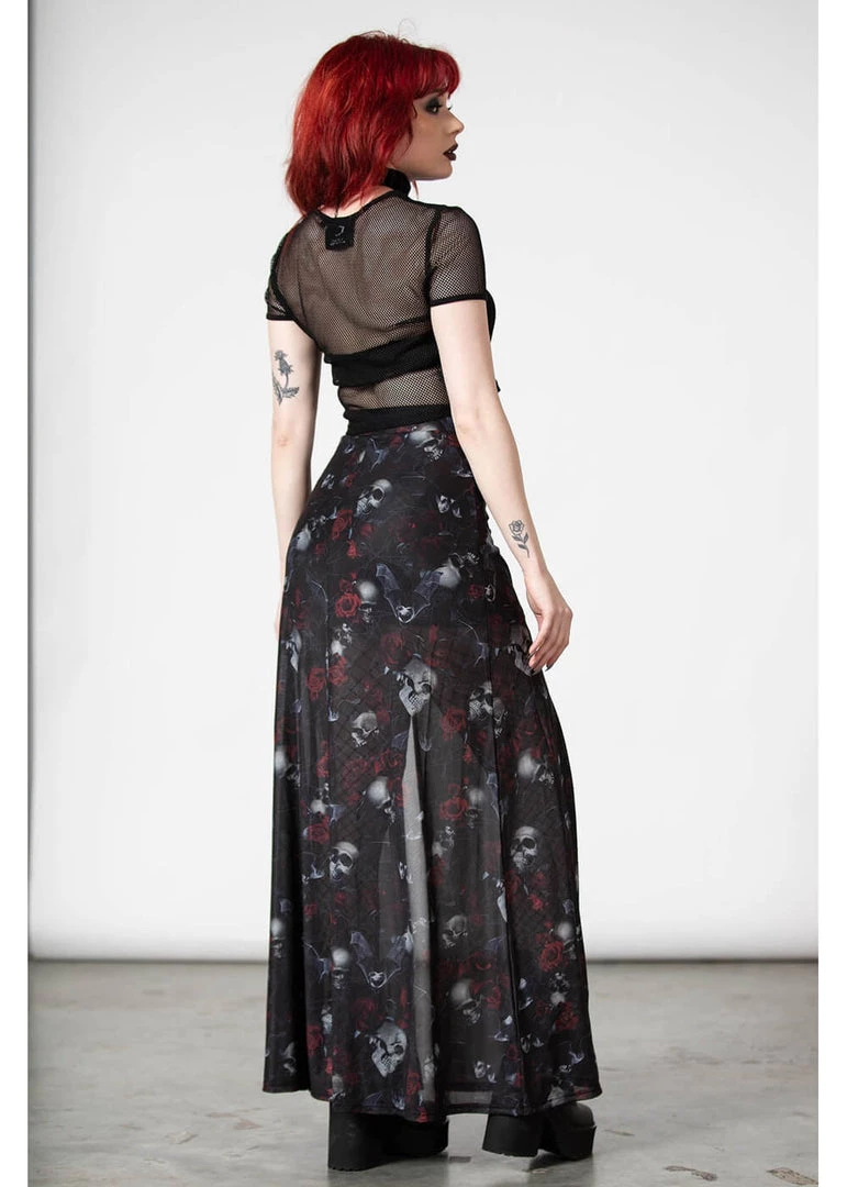 Killstar Kleadora Mesh Maxi Skirt Black