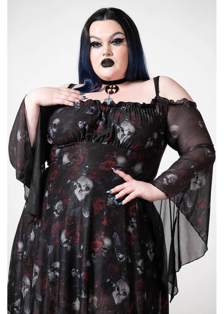 Killstar Mystic Meadow Mesh Maxi Dress Black