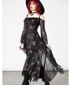 Killstar Mystic Meadow Mesh Maxi Dress Black