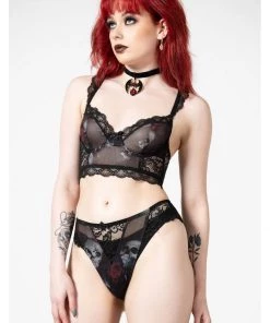 Killstar Wicked Wild Rose Mesh BH Black New In