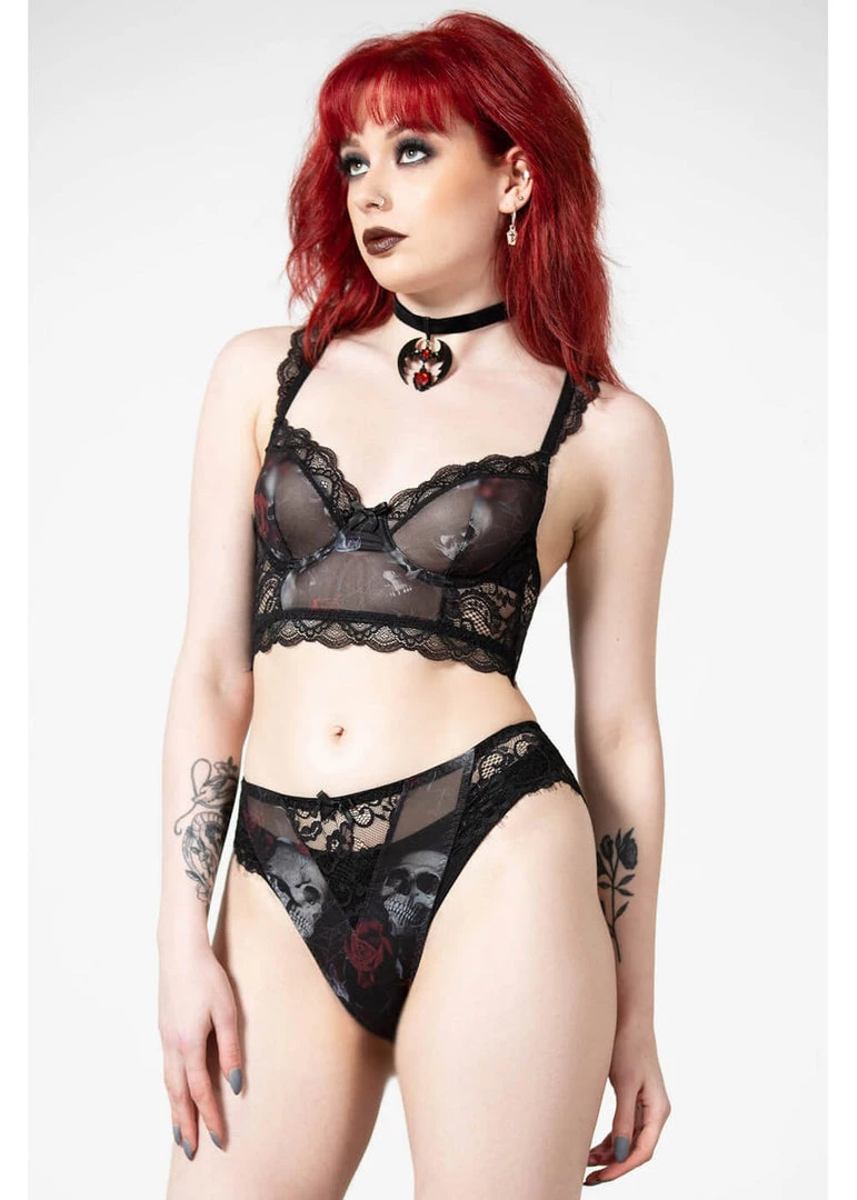 Killstar Wicked Wild Rose Mesh BH Black New In