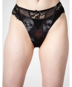New In Killstar Wicked Wild Rose Mesh Panty Black