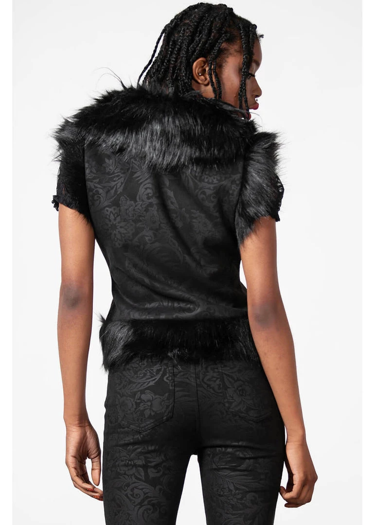 Killstar Terradalia Faux Fur 70's Gilet Black