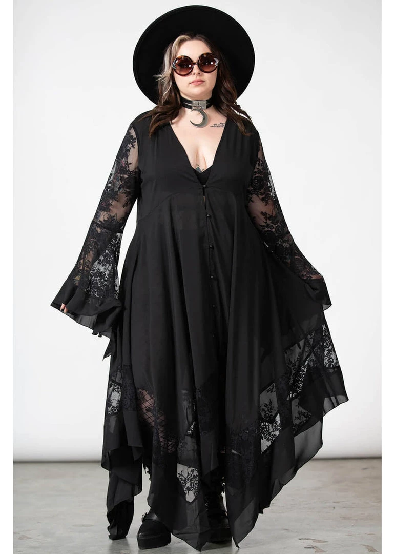 New In Killstar Misty Night 70's Maxi Dress Black