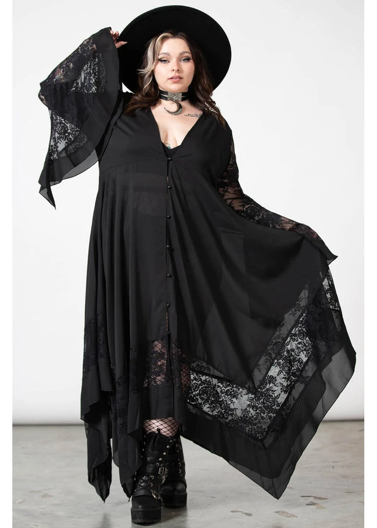 New In Killstar Misty Night 70's Maxi Dress Black