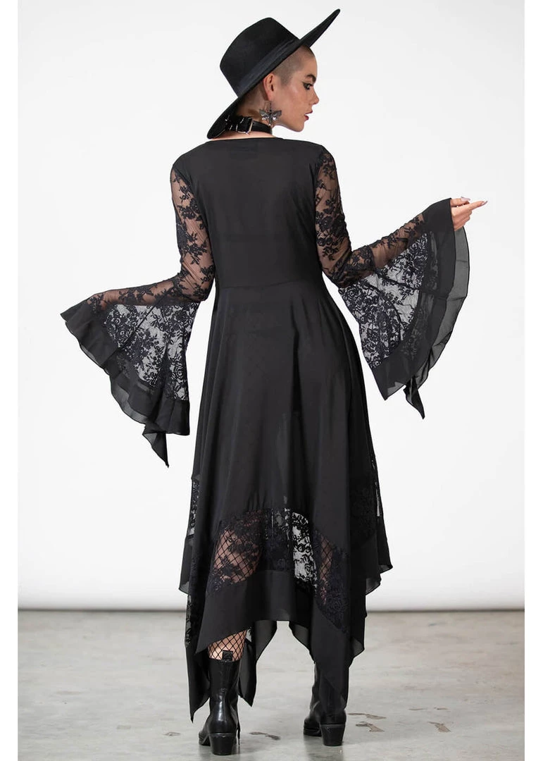 New In Killstar Misty Night 70's Maxi Dress Black