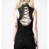 New In Killstar Hardy Lace-Up Vest Top Black