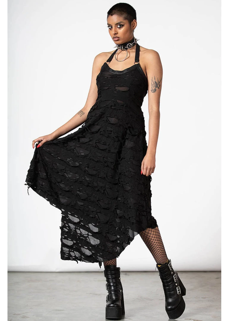 Killstar Nightwire Halter Dress Black