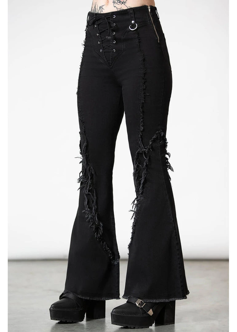 Killstar Dasia Bell Bottoms Flare Trousers Black