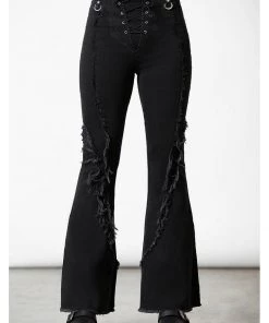Killstar Dasia Bell Bottoms Flare Trousers Black