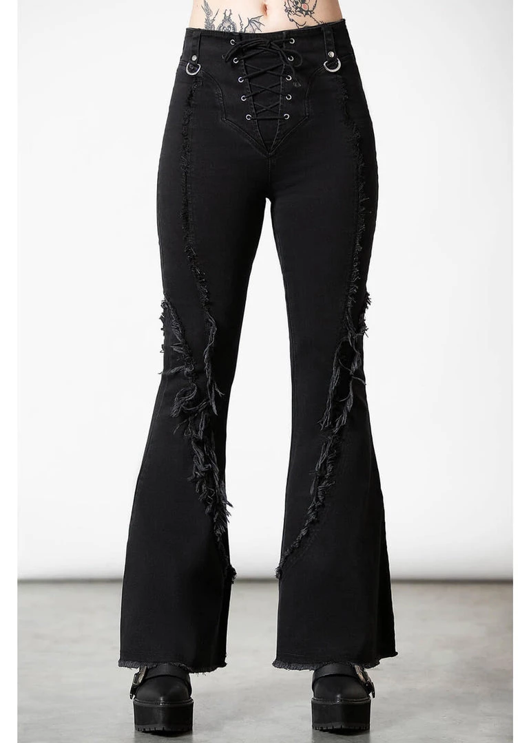 Killstar Dasia Bell Bottoms Flare Trousers Black