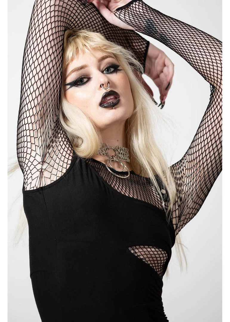 Killstar Corvia Bayonette Asymmetric Dress Black