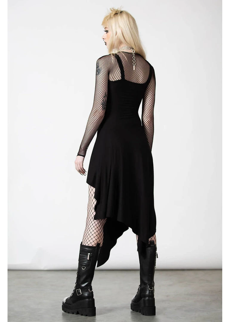 Killstar Corvia Bayonette Asymmetric Dress Black