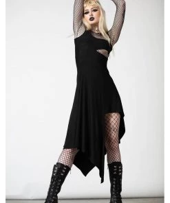Killstar Corvia Bayonette Asymmetric Dress Black