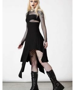 Killstar Corvia Bayonette Asymmetric Dress Black