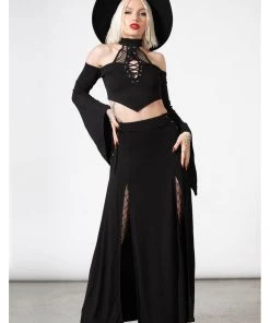 Killstar Hellverina Split Maxi Skirt Black New In