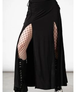 Killstar Hellverina Split Maxi Skirt Black New In