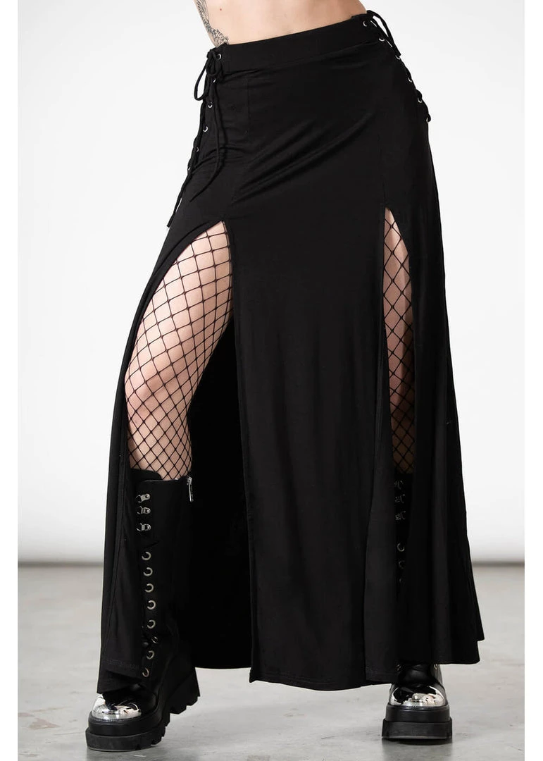 Killstar Hellverina Split Maxi Skirt Black New In