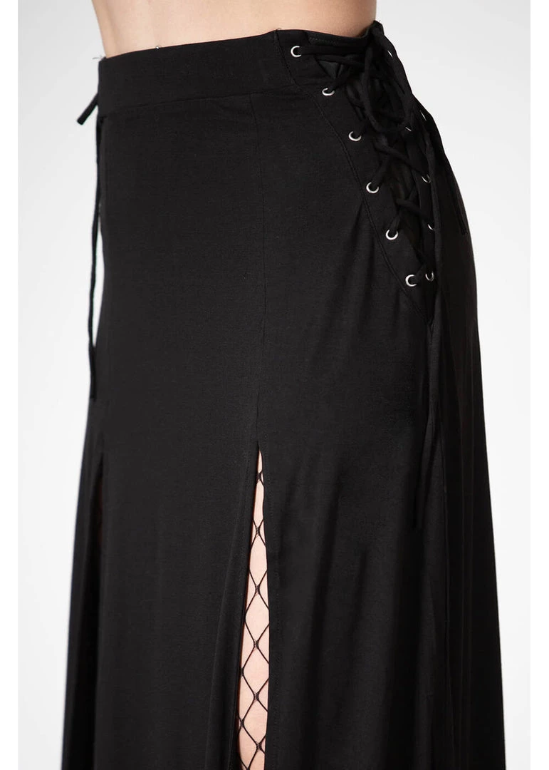 Killstar Hellverina Split Maxi Skirt Black New In