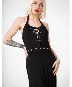 New In Killstar Tristania Maxi Halter Dress Black