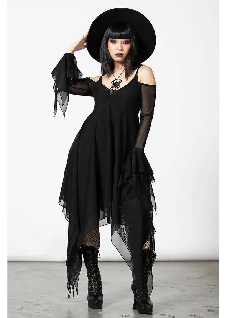 Killstar Omen Crush Mesh Dress Black New In