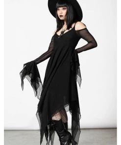 Killstar Omen Crush Mesh Dress Black New In