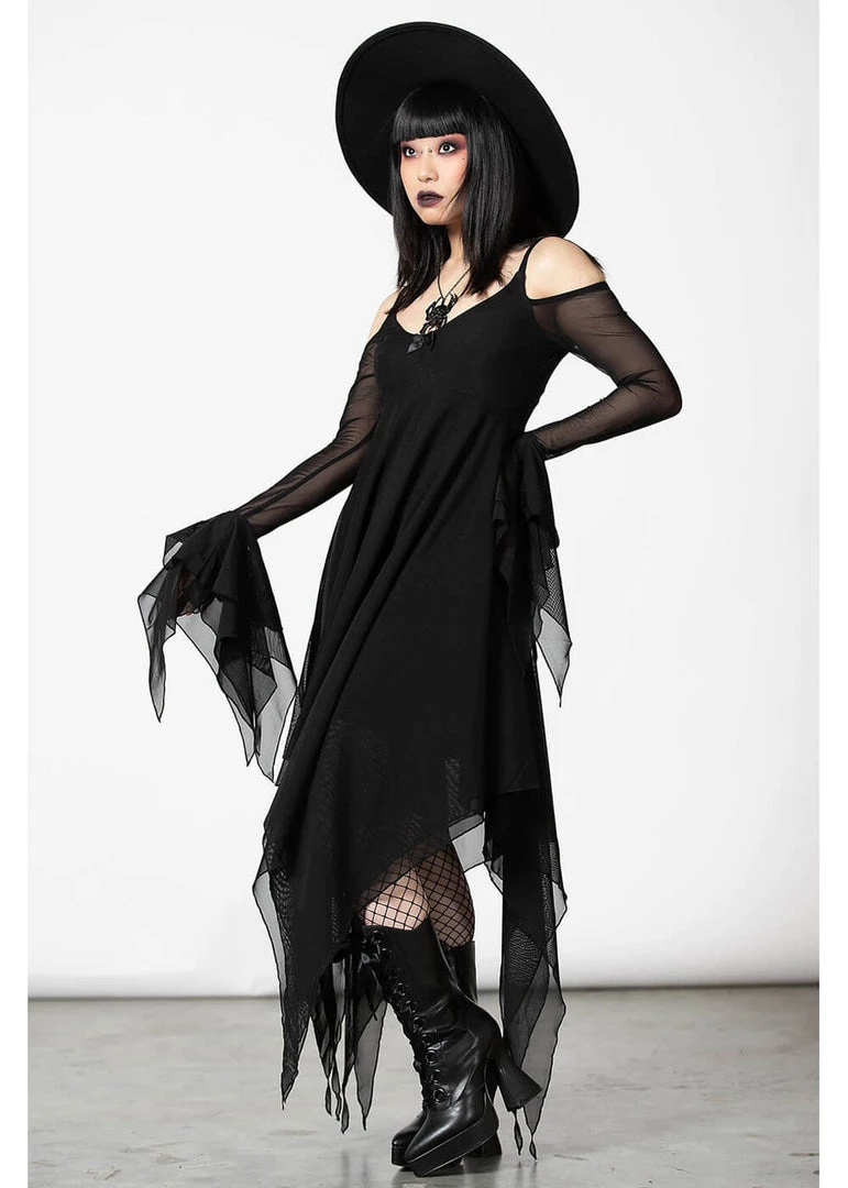 Killstar Omen Crush Mesh Dress Black New In