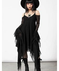 Killstar Omen Crush Mesh Dress Black New In