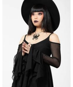 Killstar Omen Crush Mesh Dress Black New In