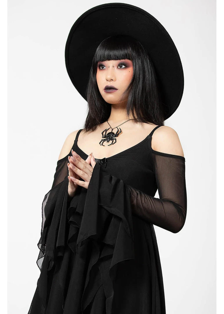 Killstar Omen Crush Mesh Dress Black New In