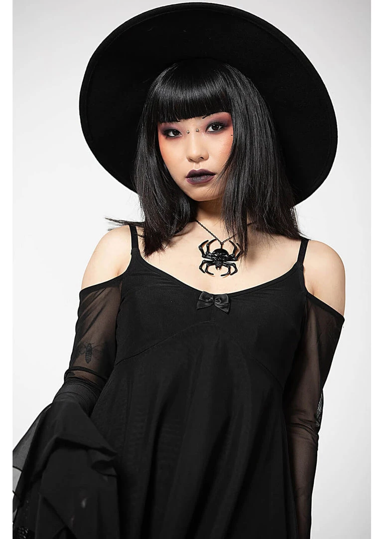 Killstar Omen Crush Mesh Dress Black New In