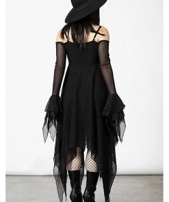 Killstar Omen Crush Mesh Dress Black New In