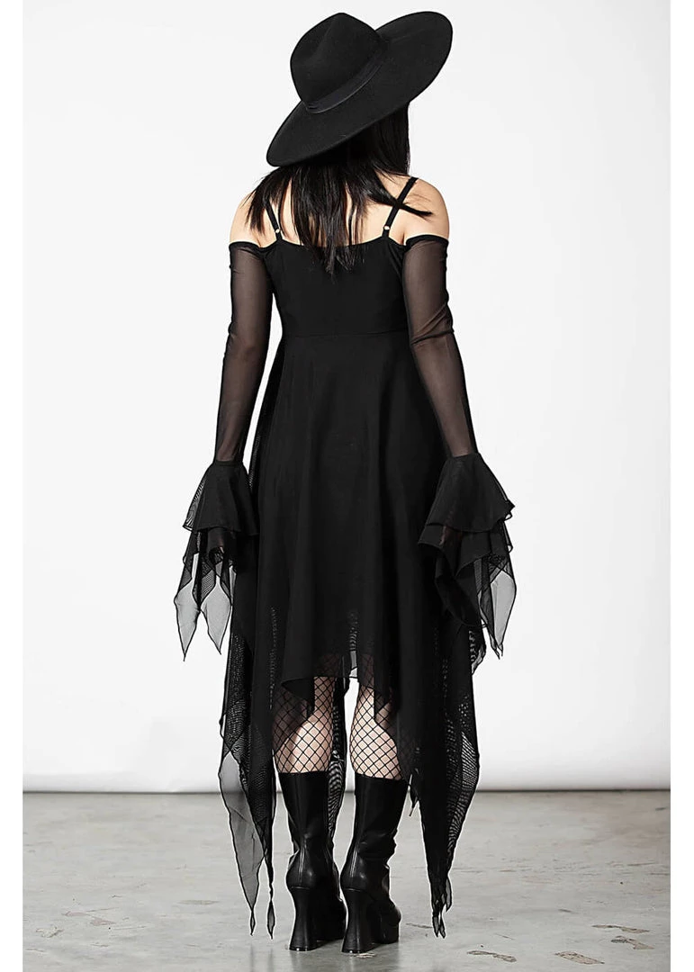 Killstar Omen Crush Mesh Dress Black New In