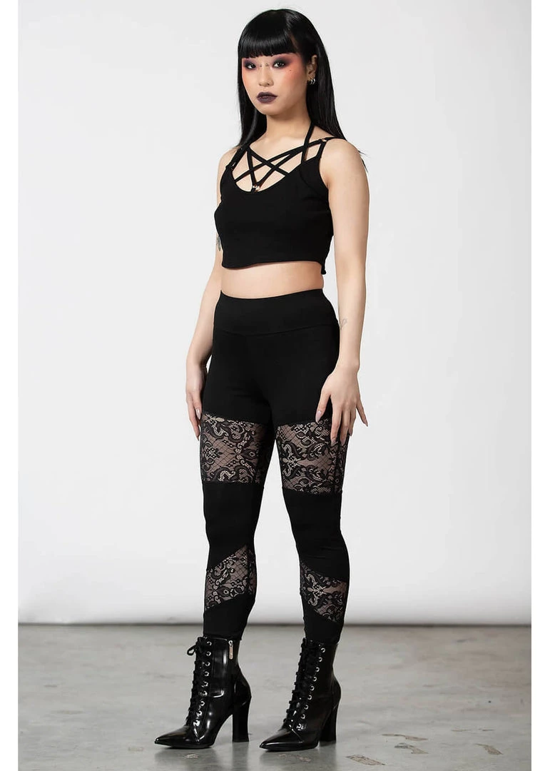 Killstar Nixie Lace Leggings Black