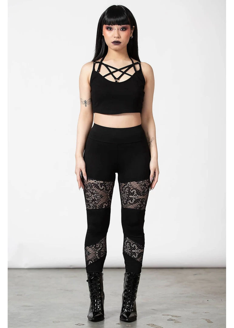 Killstar Nixie Lace Leggings Black