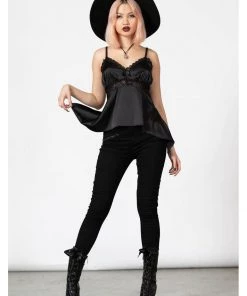 New In Killstar Zaria Satin 60's Top Black