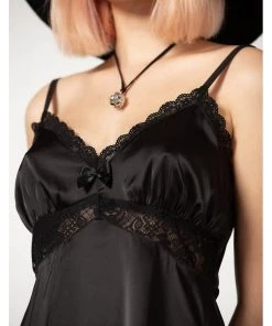 New In Killstar Zaria Satin 60's Top Black