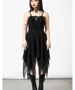 Killstar Anshee Mesh Lace-Up Dress Black