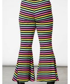 Killstar Prismatic Rainbow 60's Flares Trousers Multi New In