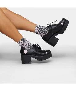 Koi Footwear Tennin Heart Plateau Shoes Black New In